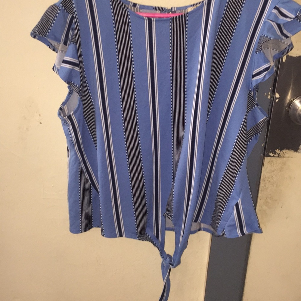 Blue-black & white stripes shirt